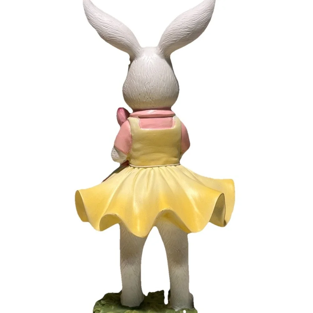NEW Spring Gatherings EASTER BUNNY Pink RABBIT Figurine W/ Umbrella Decor Statue